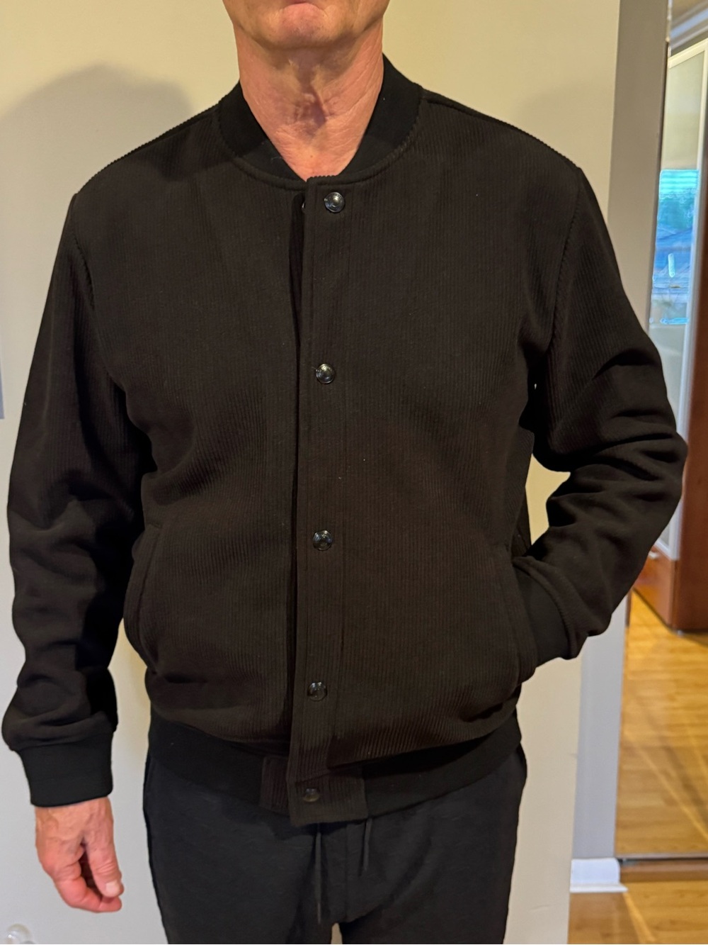 Karl Lagerfeld - Men’s M Black Ribbed Bomber Jacket (NWT- Sample)